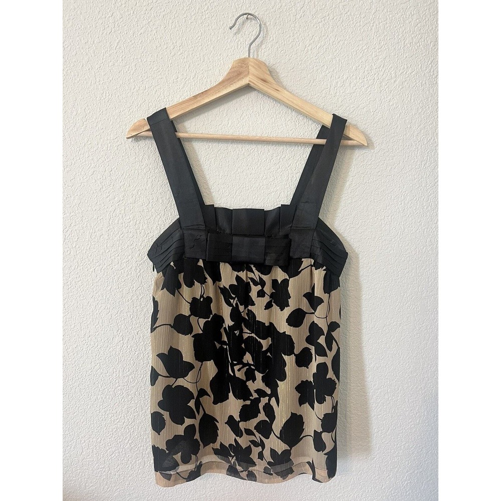 BCBGMaxazria Women's Floral Black And Tan Tank Size XS With Liner